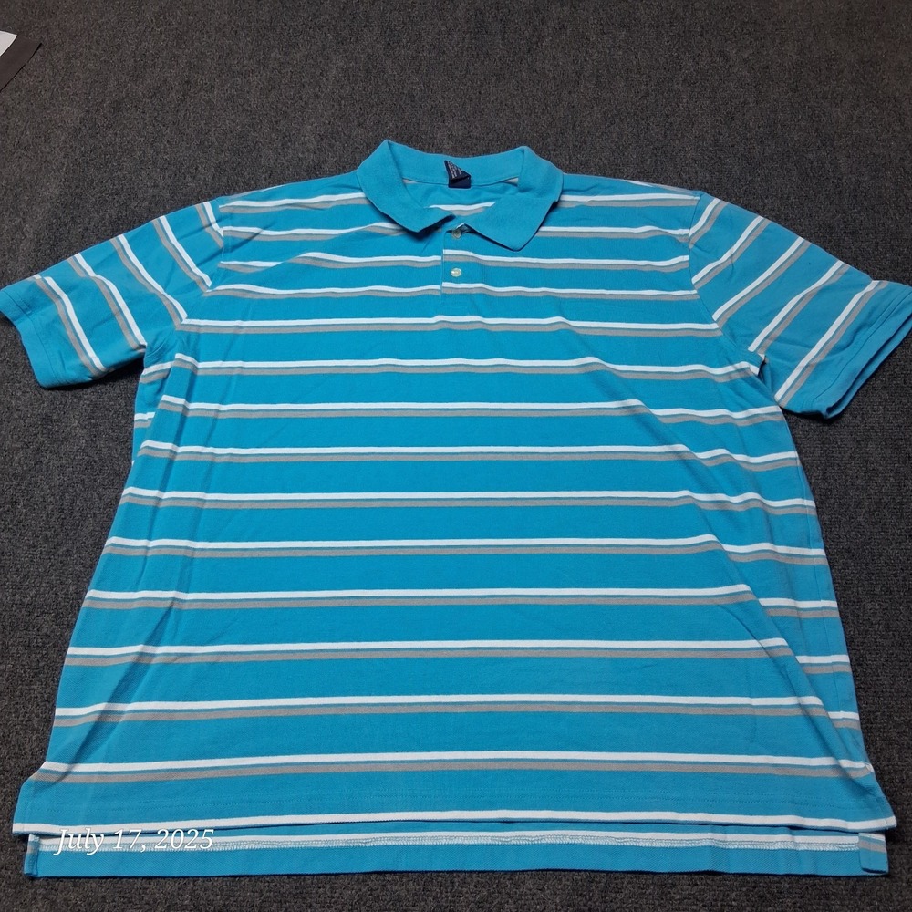 VTG Bugle Boy Polo‎ Shirt Men Size 3XL Blue Striped Golf Cuffed Sleeve